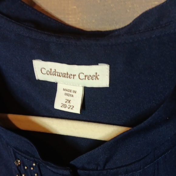 Coldwater Creek Starry Night Midnight Blue Blouse with Beaded Accents 2X - Picture 3 of 7